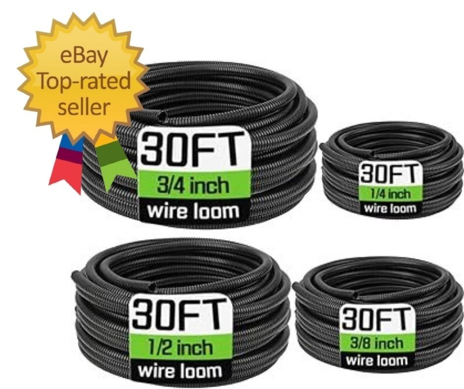 Wire Loom 1/4″, 3/8″, 1/2″, 3/4 Inch X 30 FT, Split Wire Loom Tubing Wire Condui