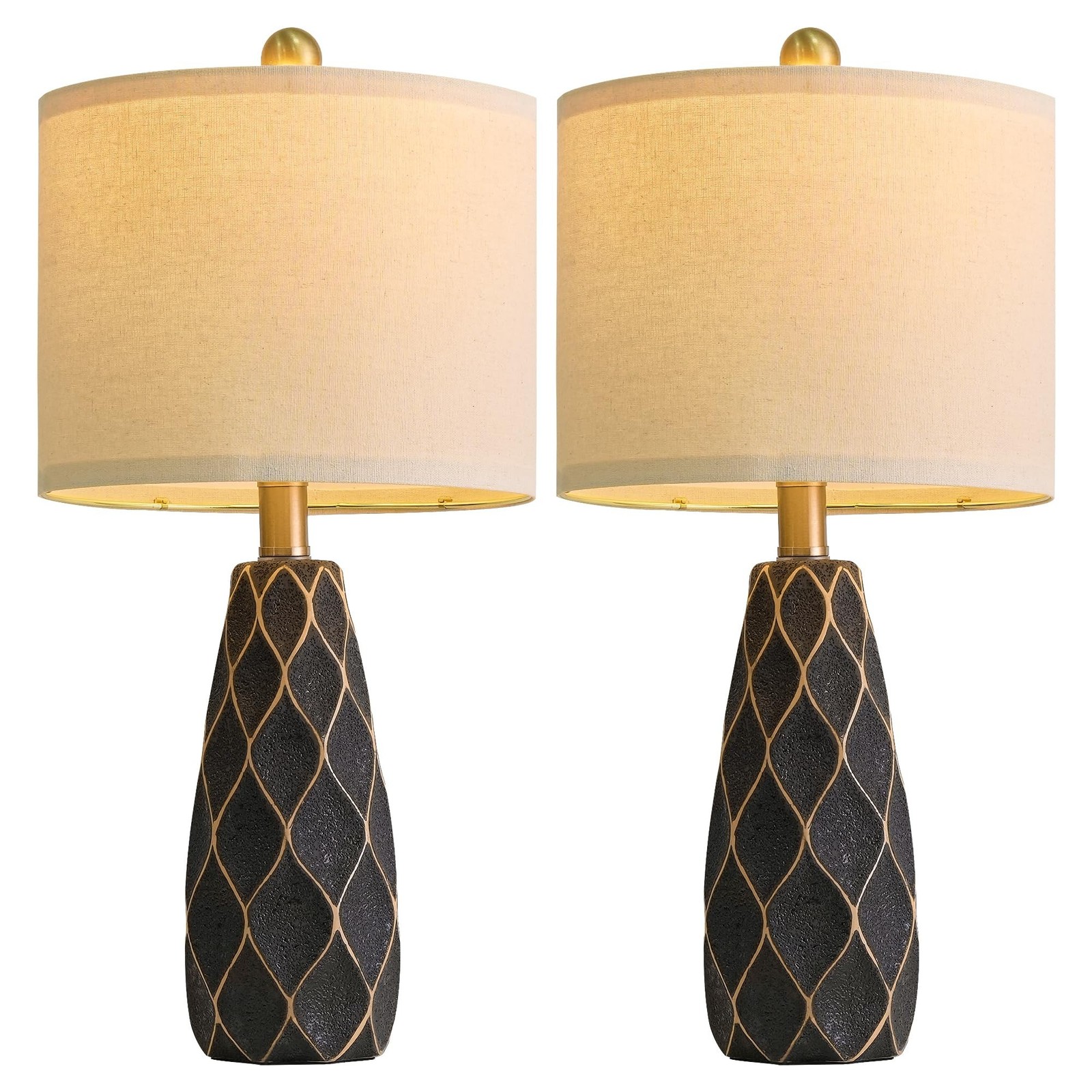 20.75″ Small Table Lamps for Living Room Bedroom Lamps Set of 2 Ceramic Moder…