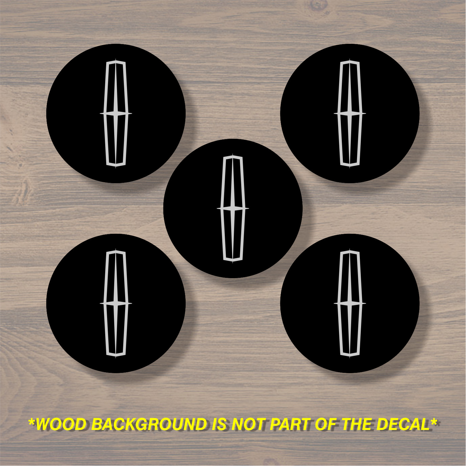Lincoln Wheel Center Cap Overlay x5, Vinyl Decal Sticker
