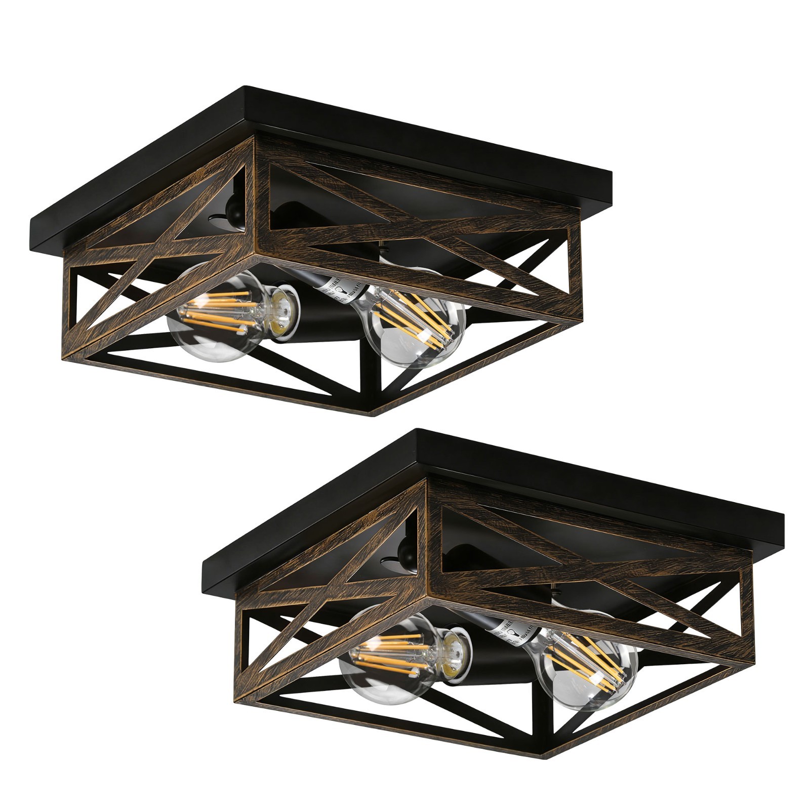 2-8 Light Black and Gold Retro Ceiling Lamp Farmhouse Corridor Dining Room Lamp