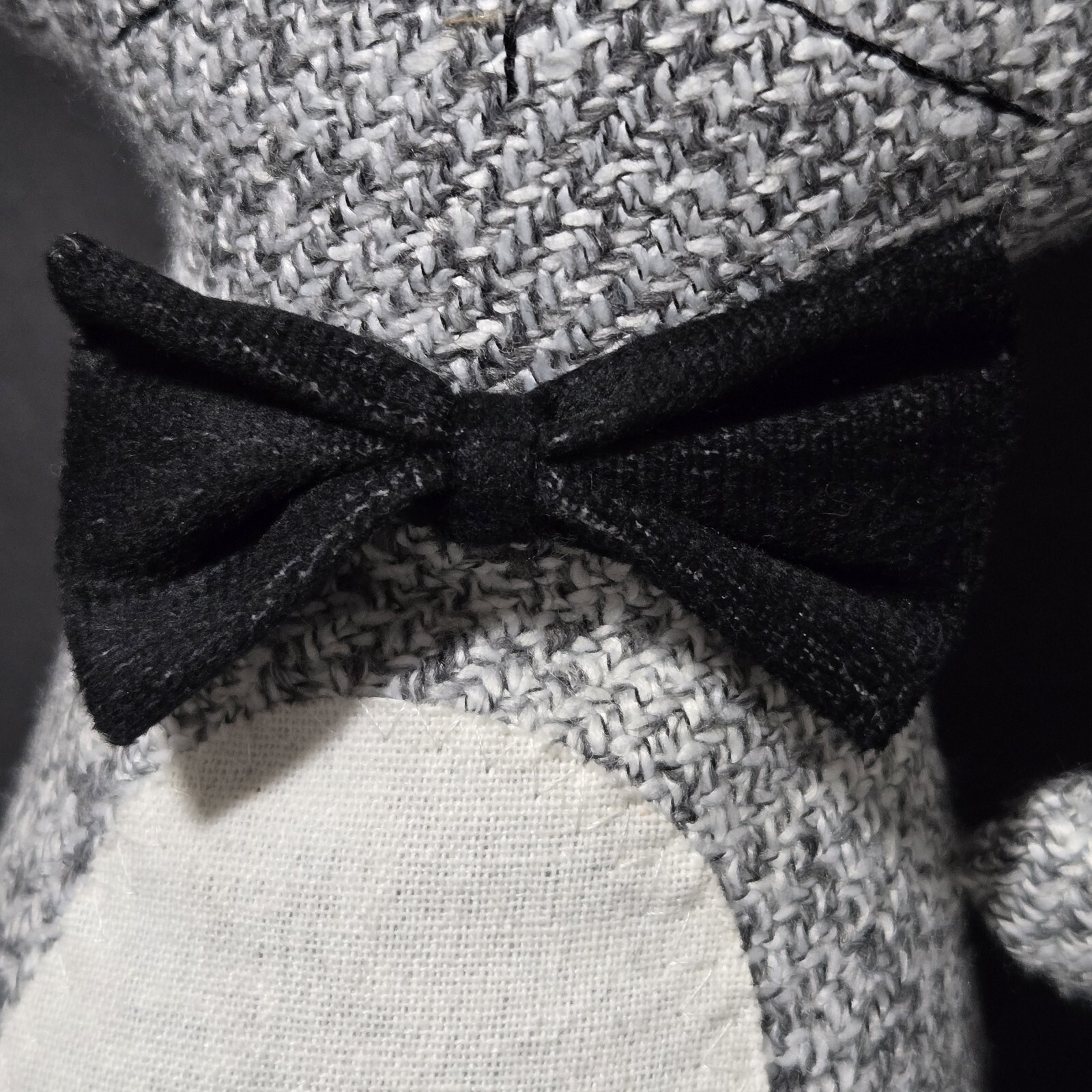 Door Stop Weighted Happy Cat With Bowtie Plush Fabric Gray Freestanding Heavy