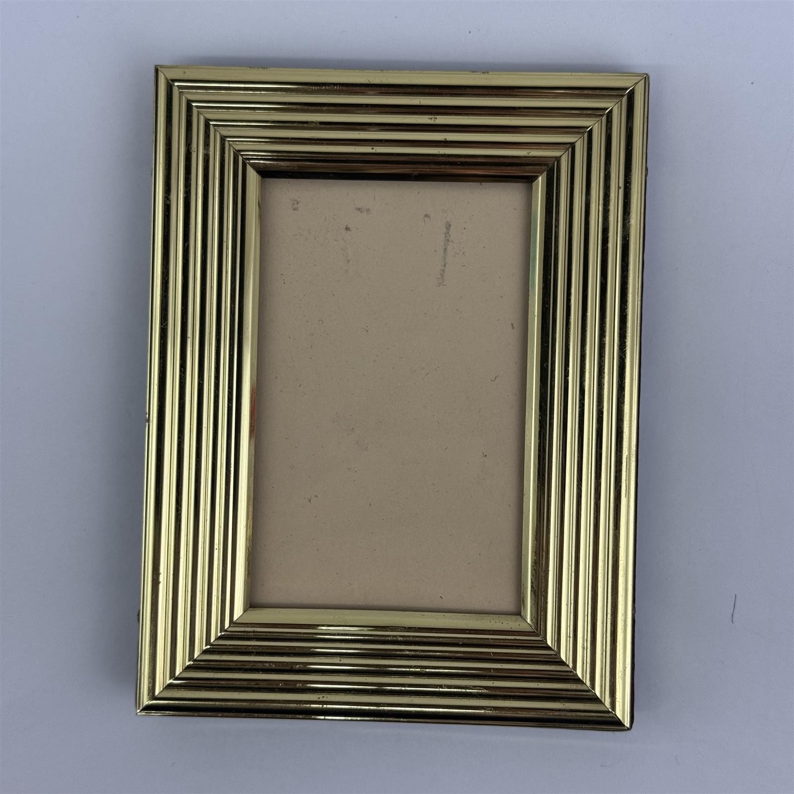 Neiman Marcus Brass Striped Photo Frame Holds 2″ x 3.5 Picture Made in Italy
