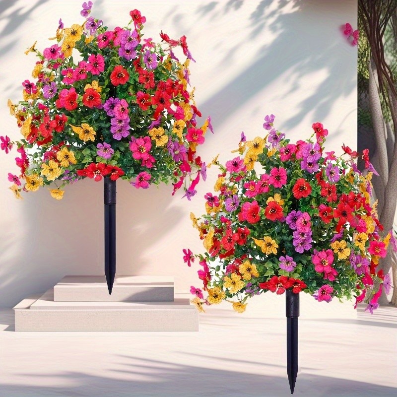 Artificial Violet Flowers with Ground Spike Fake Plants Garden Patio Yard Decor