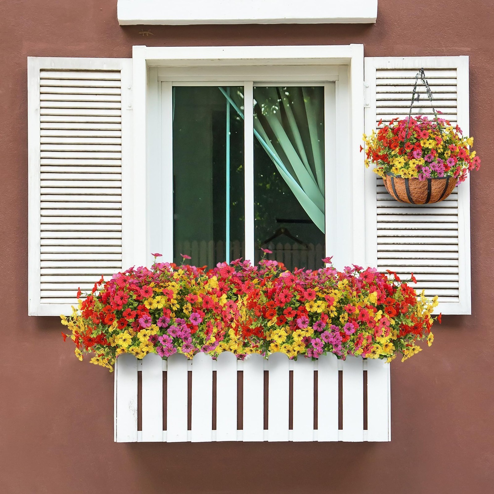 Artificial Flowers for Outdoors 12 Bundles Realistic Faux Plants UV Resistant…