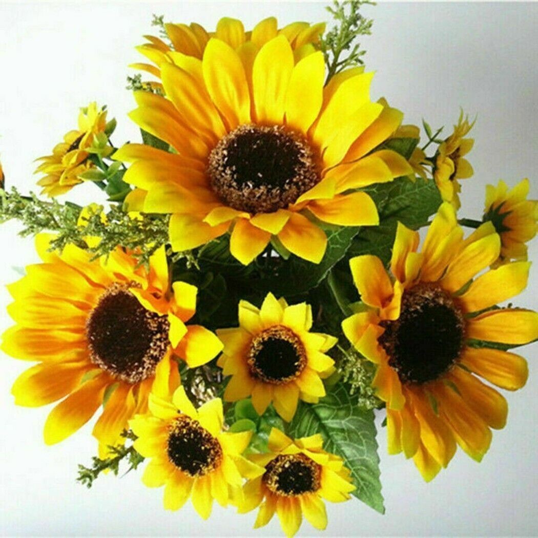 26-Head Artificial Silk Sunflower Bouquet Flowers Ornaments Home Wedding
