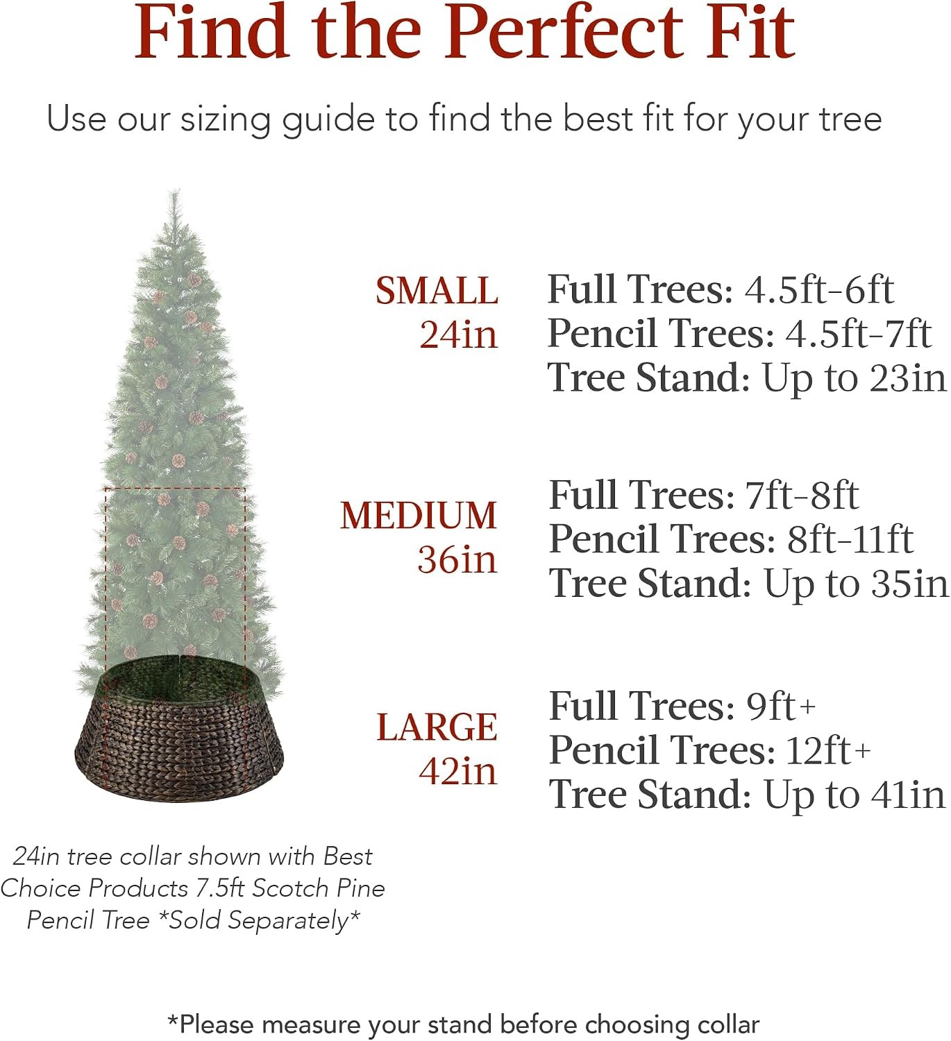 Choice Products 42in Christmas Tree Collar, Woven Hyacinth 4-Piece Holiday