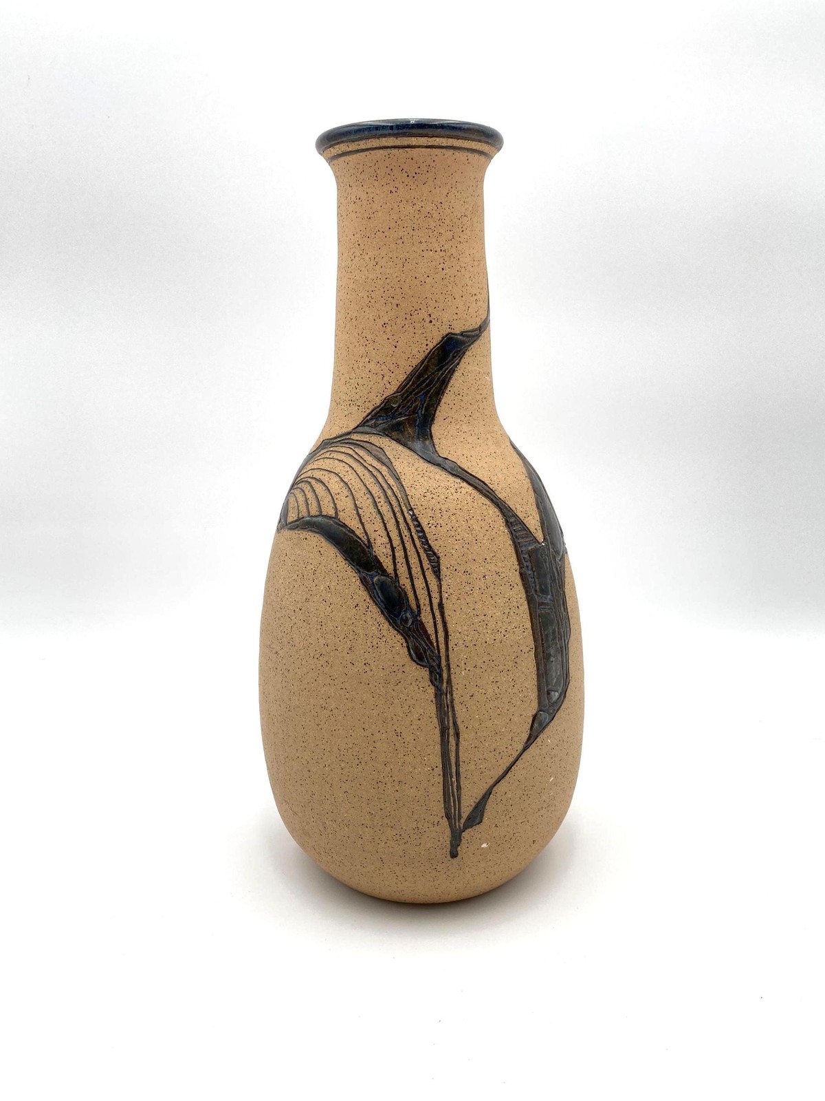 Boyce Signed Pottery Vase – Earthy Matte & Glossy Glaze, 13” Tall