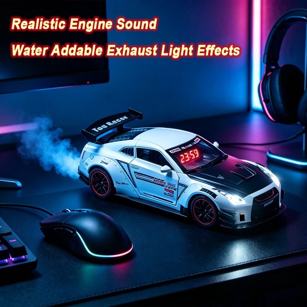 Hypercar LED Alarm Clock Digital Sports Car Model Desk Clock Remote Control