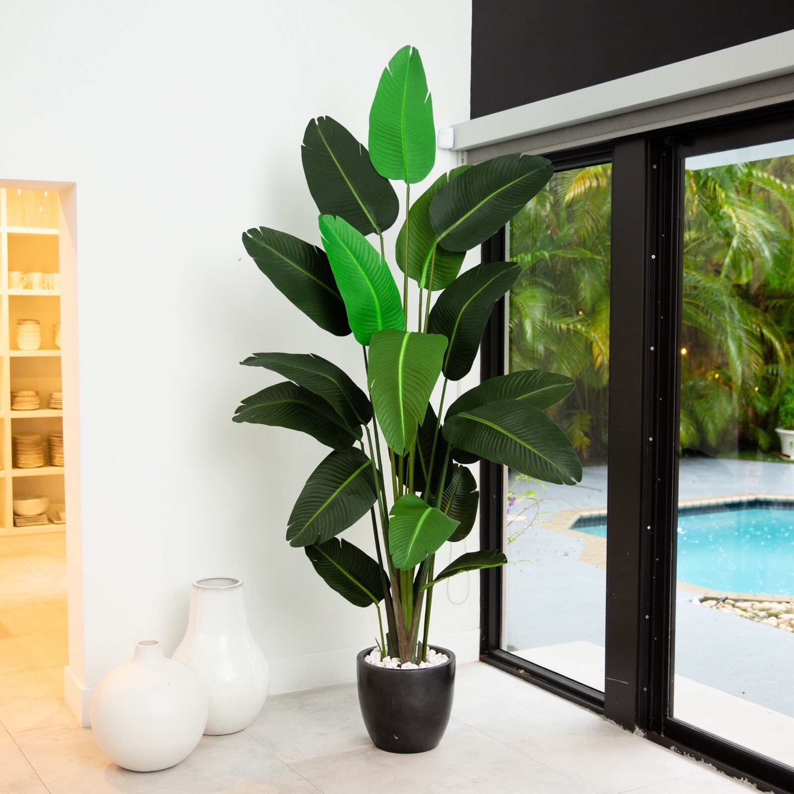 8’ Artificial Travelers Palm Tree Home Office Decor (Real Touch). Retail $459