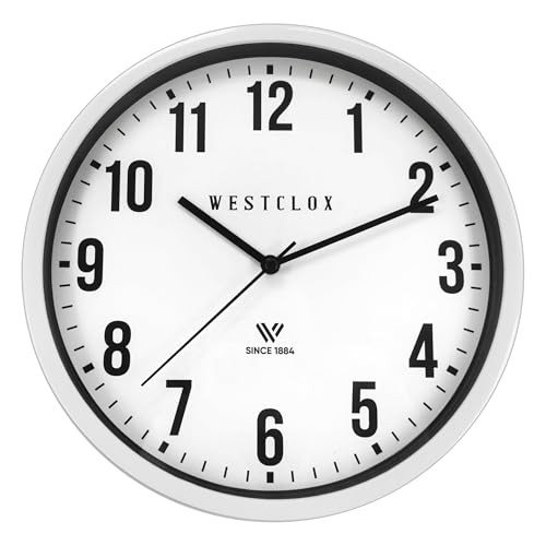 Classic Wall Clock, 9 Inch White Frame Analog Clock with Easy to Read Dial