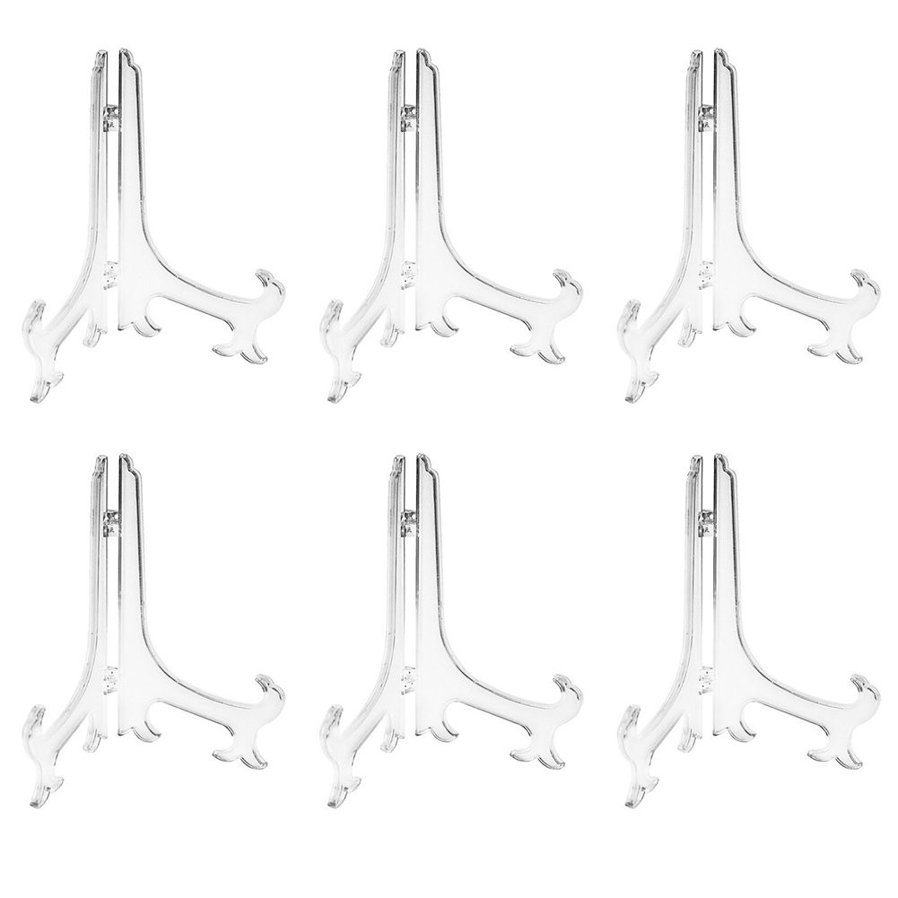 Artliving 9 Inch Clear Plastic Easels or Stand/Plate 9 inch (6 pack), White