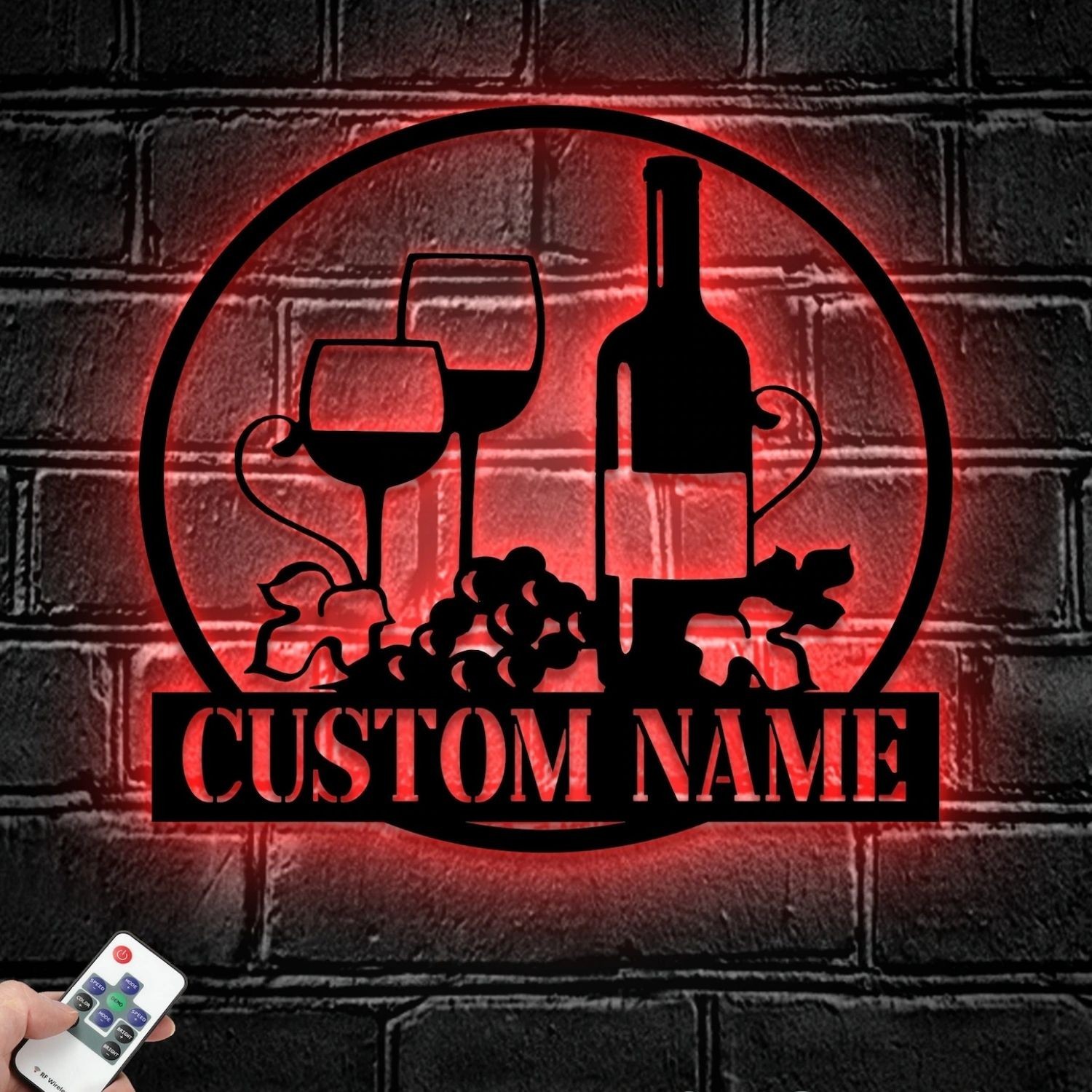 Personalized Wine Bar Metal Sign with LED, Custom Alcohol Drinking Name Decor