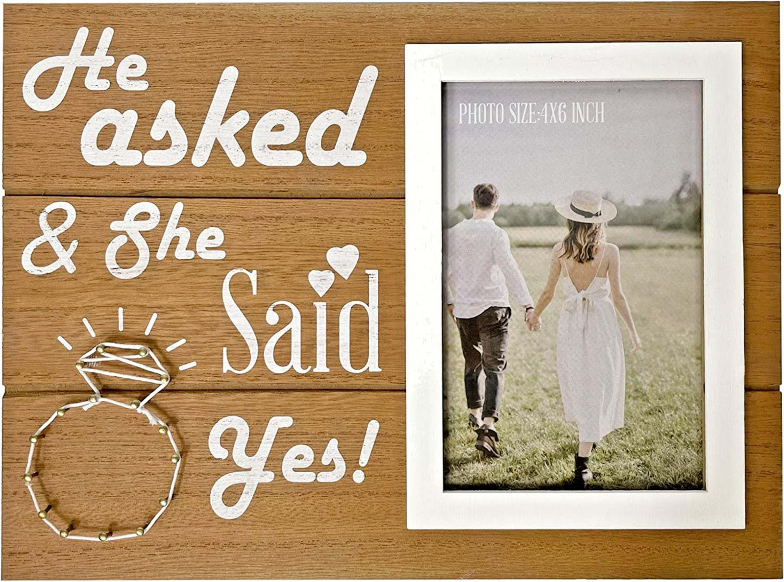 Picture Frame Wedding Engagement Picture Frame 4x6in He Asked & She Said Yes