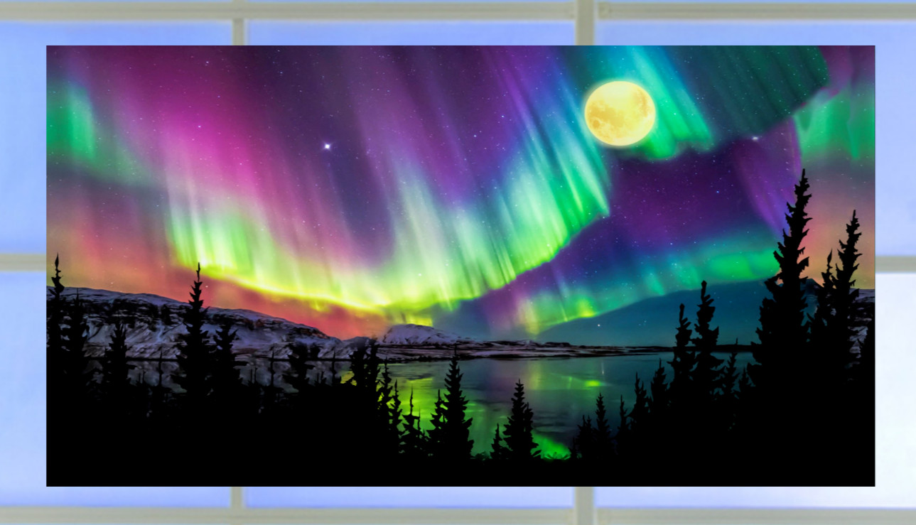 Northern Lights Aurora Borealis WINDOW CLING Size 10.6″ Repositionable Vinyl