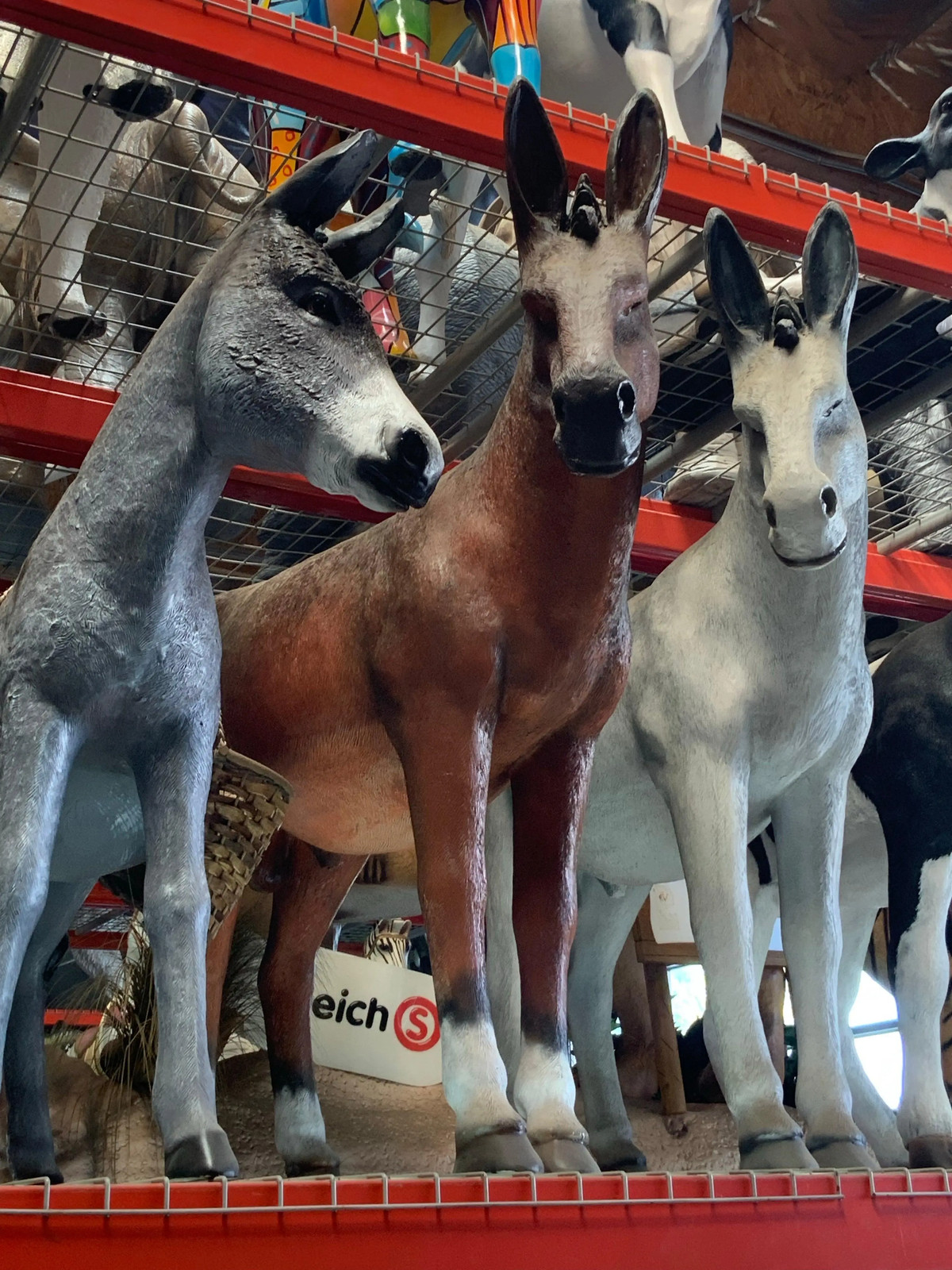 Gray Donkey Life Size Resin Statue Farm Animal Display Prop Western Home Decor
