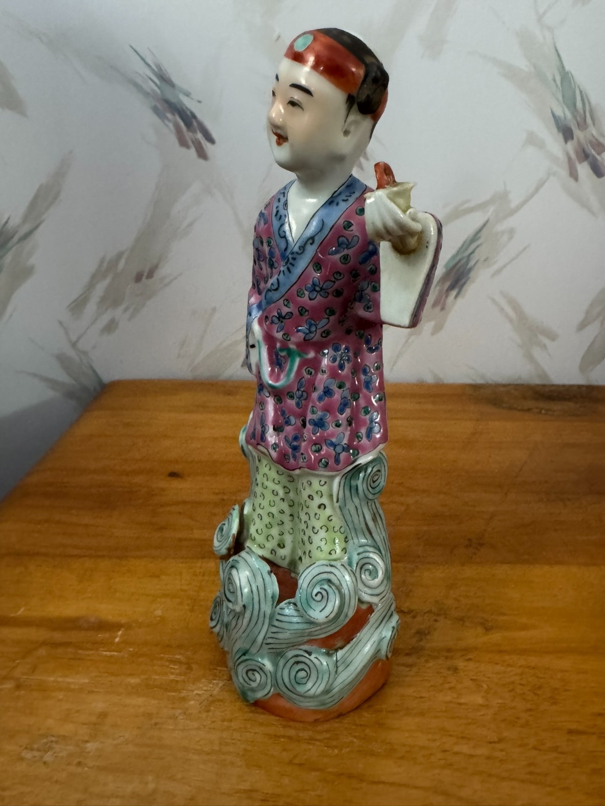 Vintage Hand-Painted Chinese Porcelain Shou Lao & Female Attendant Set China