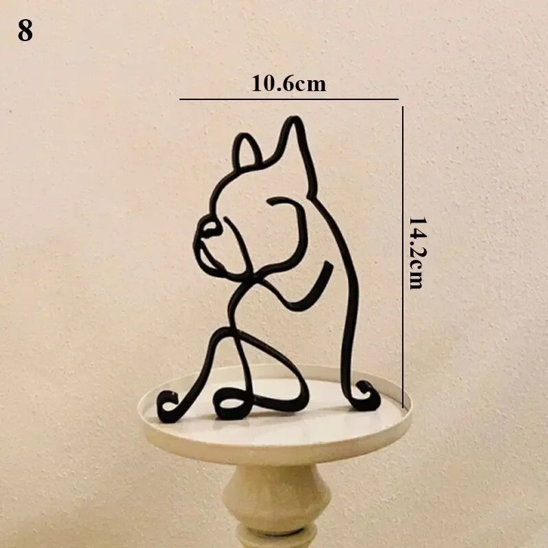 Metal Cat Dog Statue Modern Abstract Art Sculpture Ornaments Home Office Decor