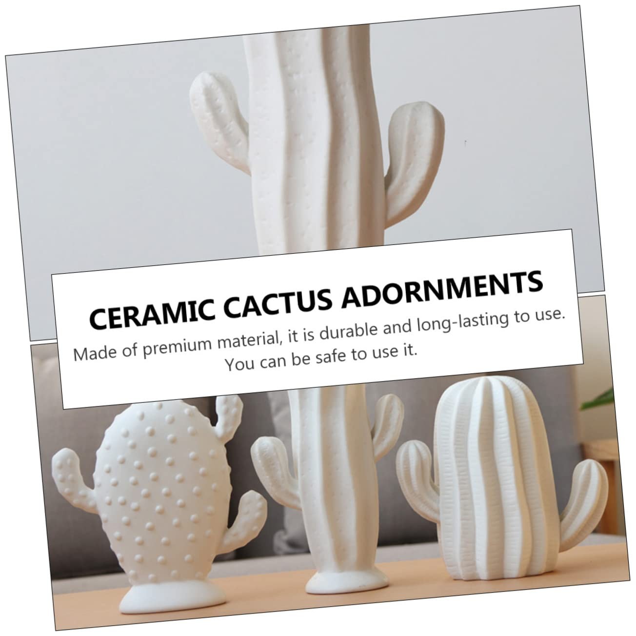 Ceramic Cactus Figurine Minimalist Cactus Statue Porcelian Collectible Art Sc…