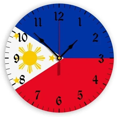 New Philippines Flag Wall Clock 12″, Silent Non Ticking Decor For Office Kitchen
