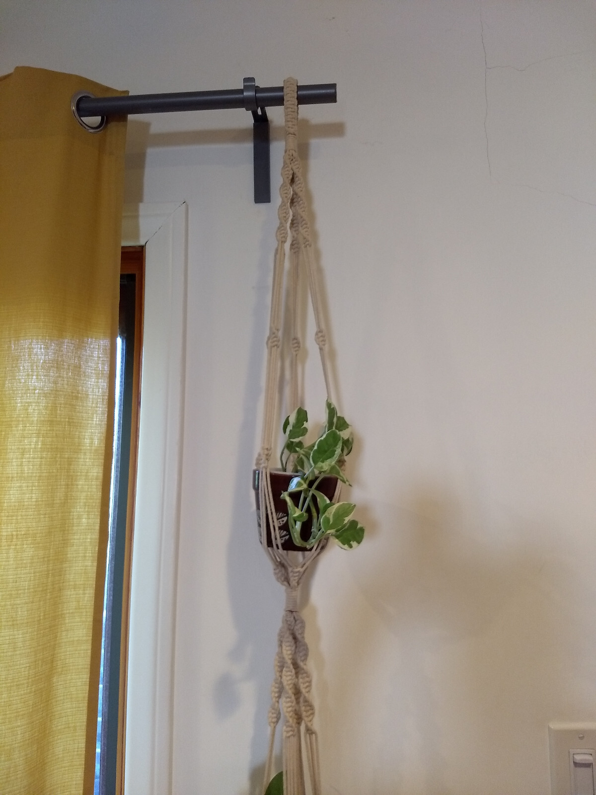 Macrame Plant Hanger Double Two Tier Rope Loop Long Fringe 62″ Inch Rope Loop