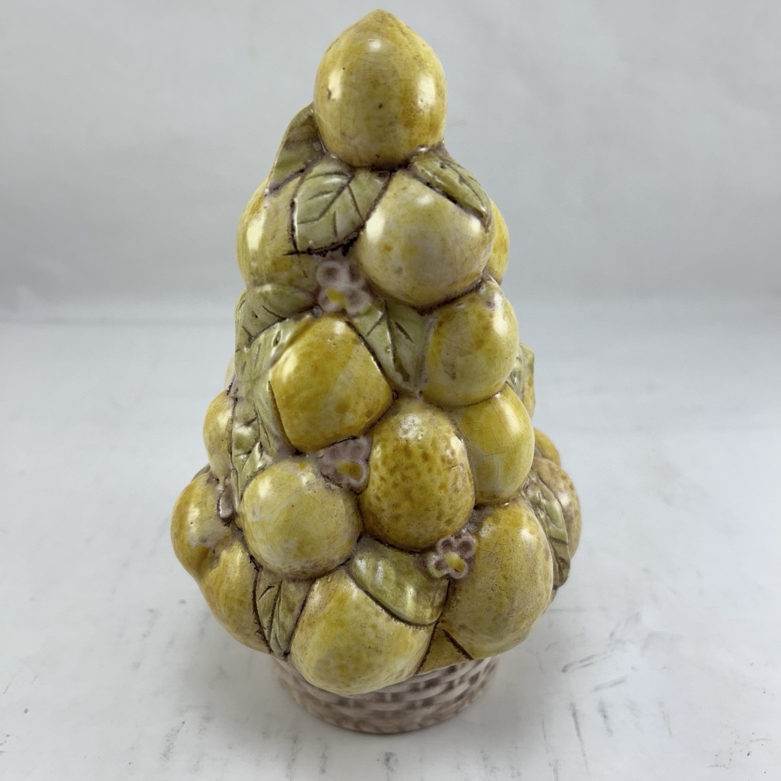 Vtg Holland Mold Lemon Topiary Tree Basket 1974 7” Small Hand Painted Ceramic