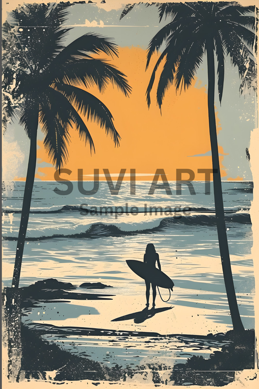 Digital Image Wall art beach sun rise for living room and bed room A-229