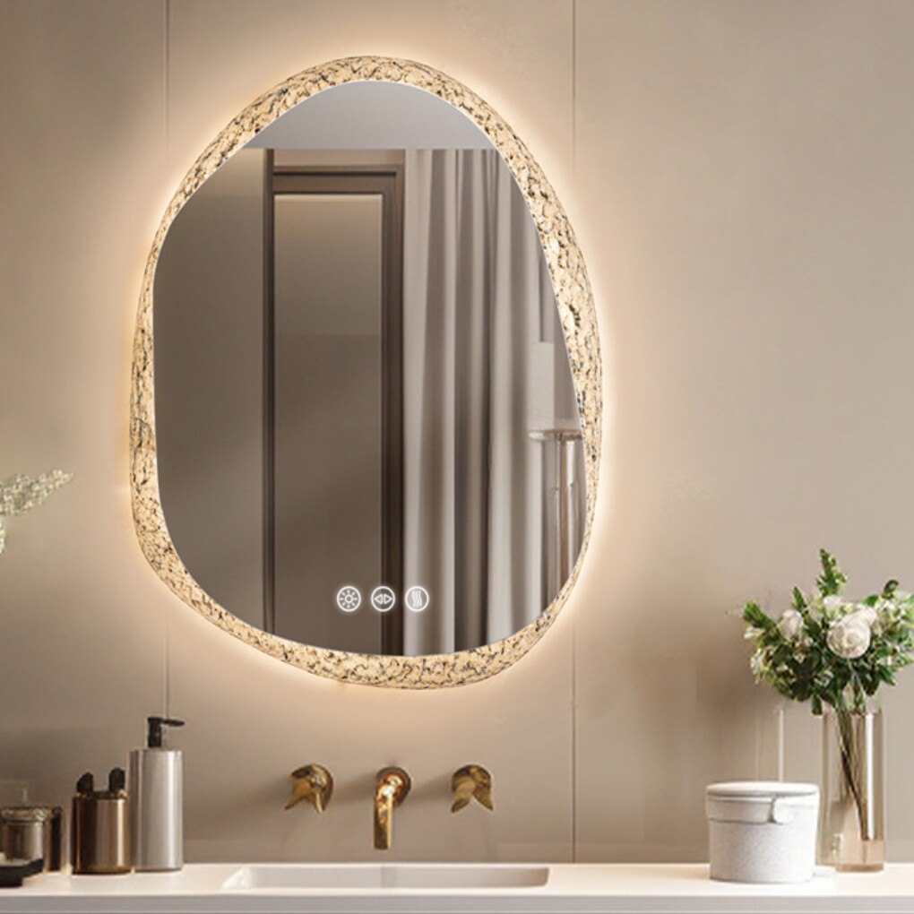 Irregular Wall LED Mirror Clear-crystal Glass Frame Vanity Mirror with Backlit