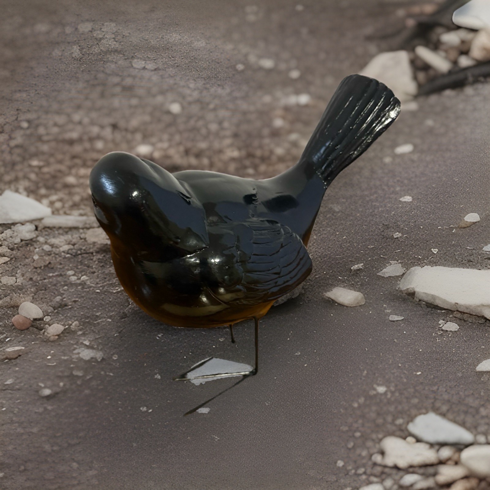 Black Resin Plastic Crow? Blackbird Metal Legs Decorative