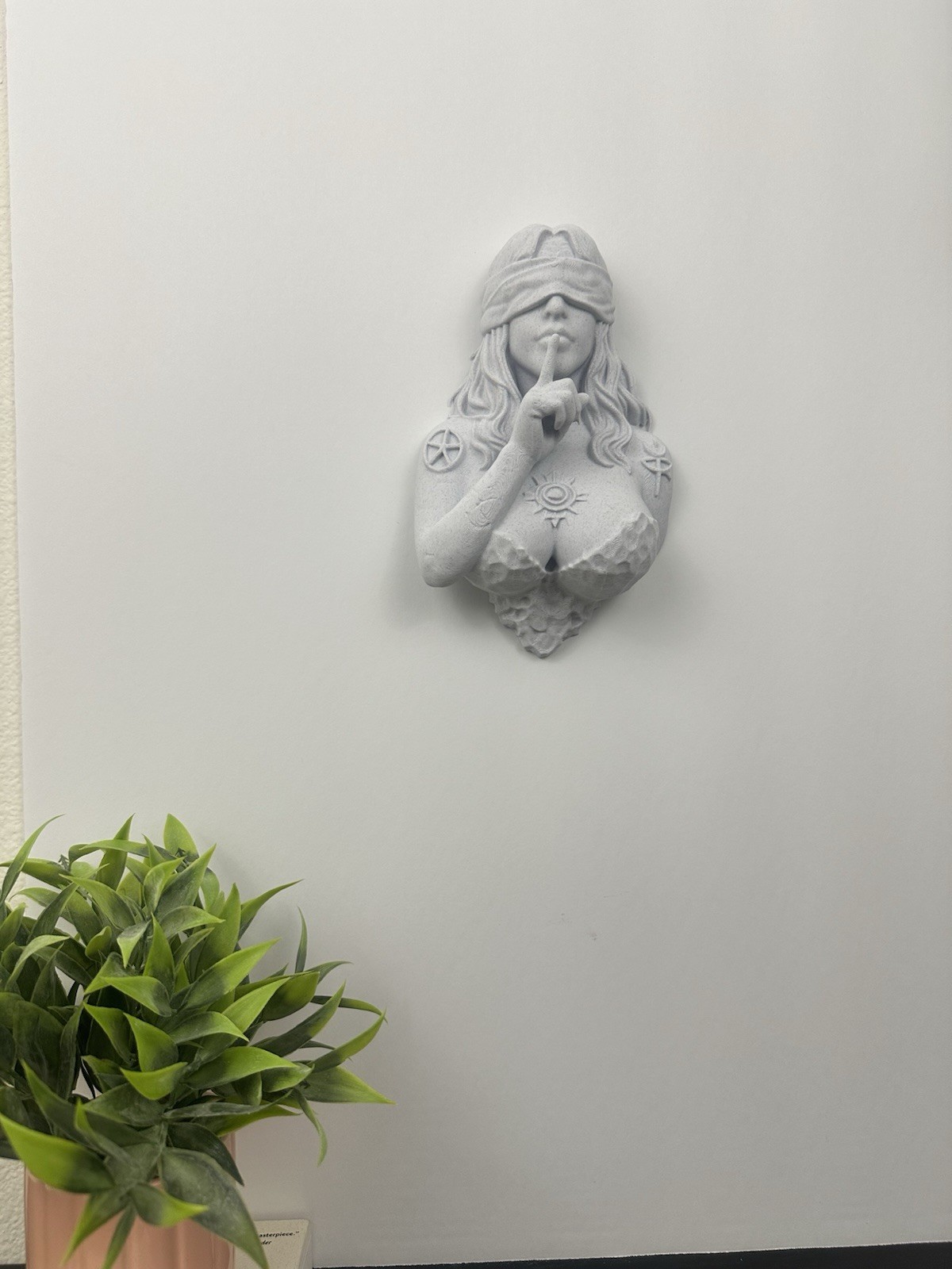 Mystical Blindfolded Oracle Wall Sculpture Gothic Occult Decor Woman Wall Art 9”