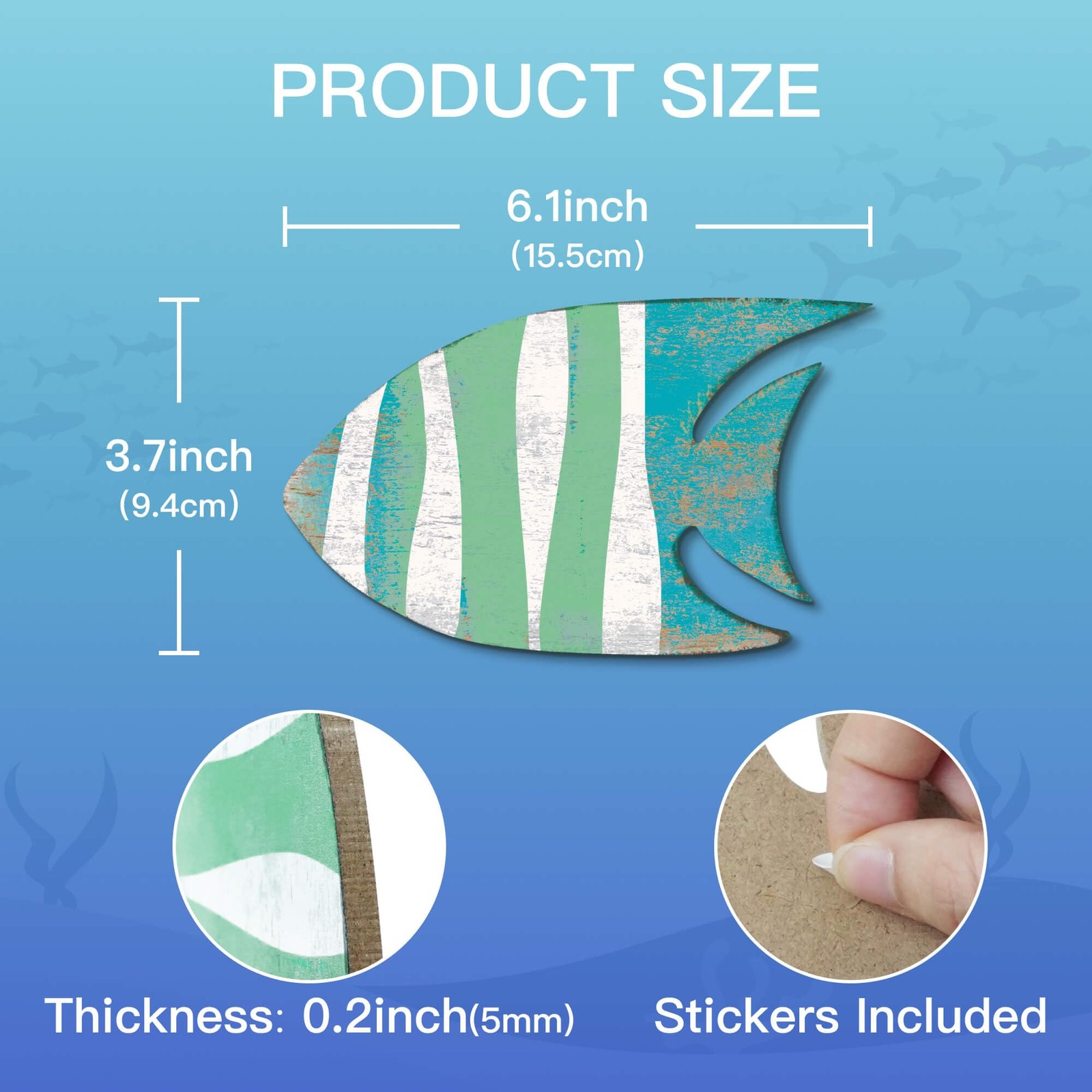 5 Pieces Wood Fish Nautical Beach Wall Art – Hand Carved Wooden of Fish Hangi…