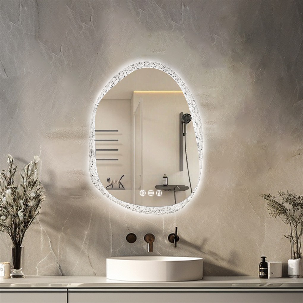 LUVODI Irregular LED Bathroom Mirror Anti-fog Three Colors Wall Vanity Mirror US