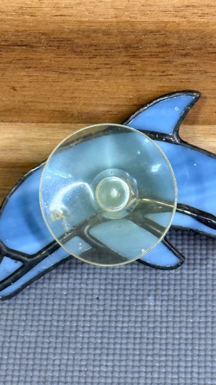 Blue Dolphin Stained Glass Suncatcher Window Hanging Suction Cup 5in