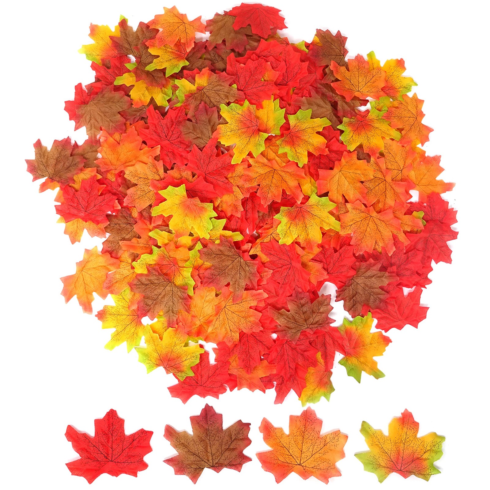 200 PCS Artificial Maple Leaves Assorted Color 8cm/3.1 Inch Fall Wedding Decor