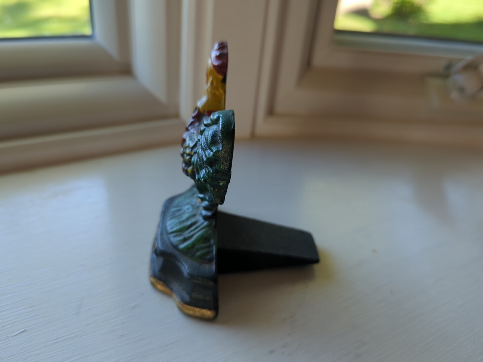 Vintage Cast Iron Farmhouse Kitchen Door Stop Wedge Chicken Rooster Cockerel