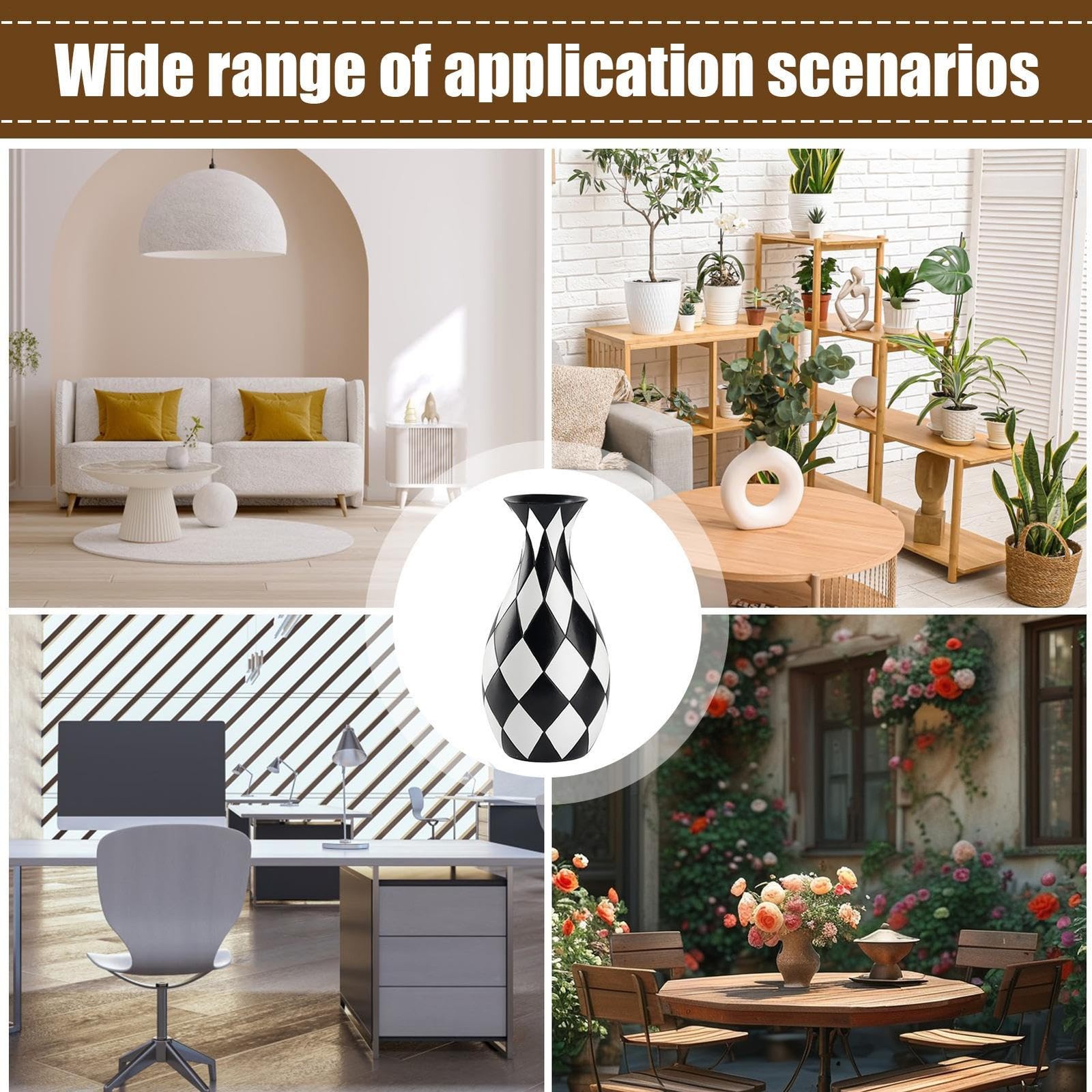 Modern Black and White Checkered Flower Vase – Stylish Decorative Vase | Table