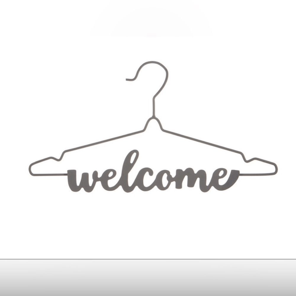 Laundry Room Decor Sign Gray Metal Hanger Welcome Store Sewing Craft Room NWT