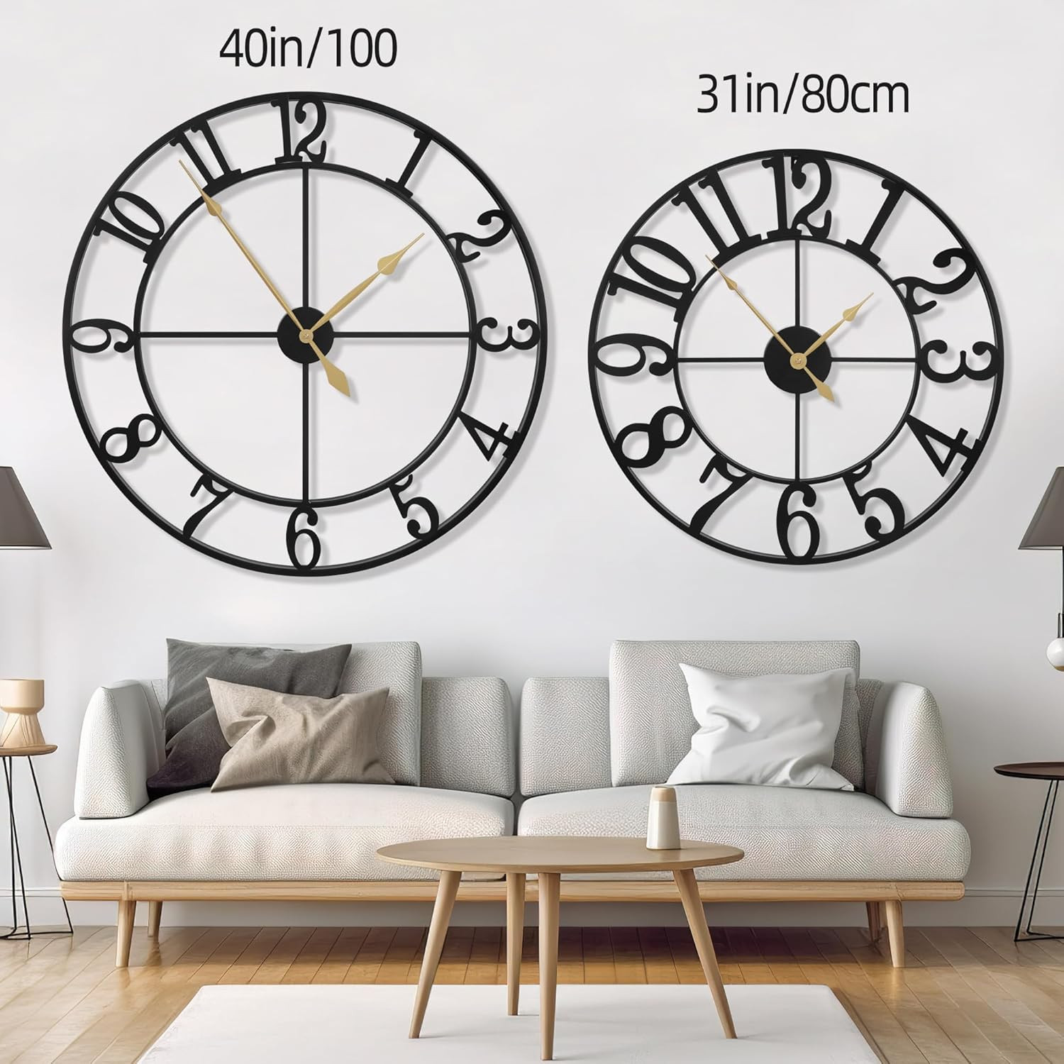 40 Inch Extra Large Wall Clock, Decorative Oversized Arabic Numerals Battery Ope