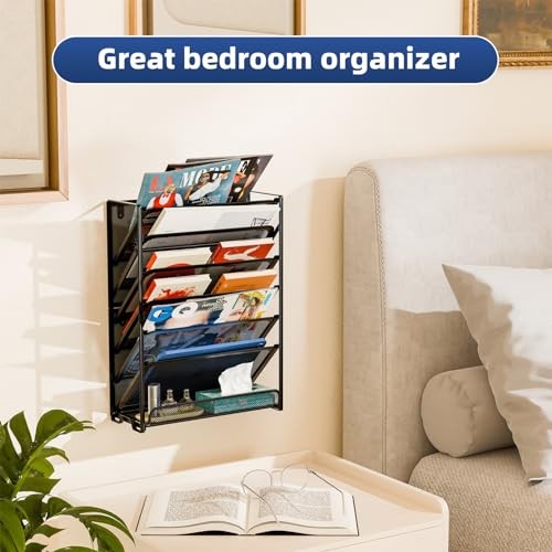 Wall File Organizer, Mesh 7-Tier Vertical Hanging File Holder, Black 1 Pack