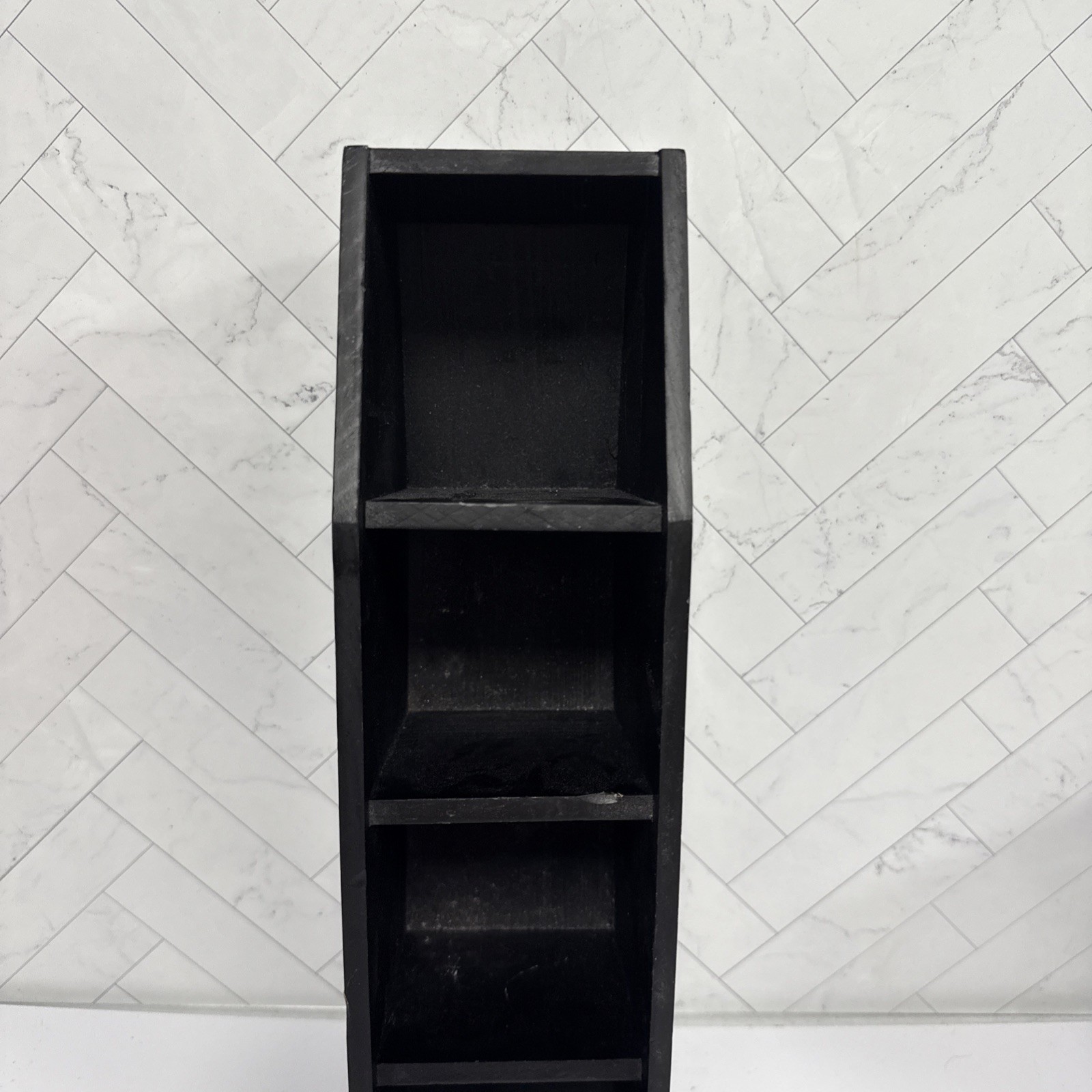 Black Wooden Coffin Display Remote Control Holder Shelf Free Standing Halloween