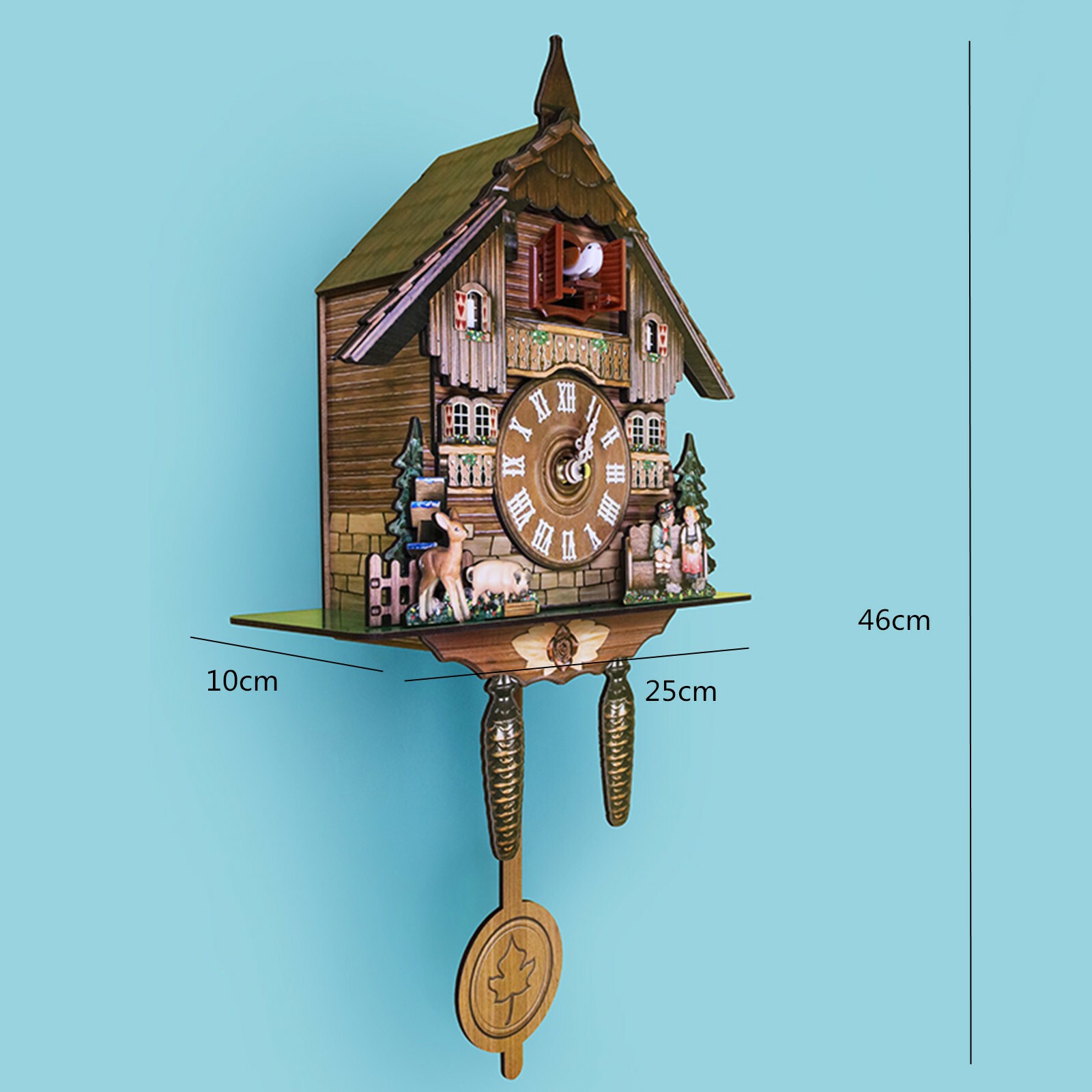Vintage Cuckoo Wall Clock – Elegant Black Forest Design with Singing Feature