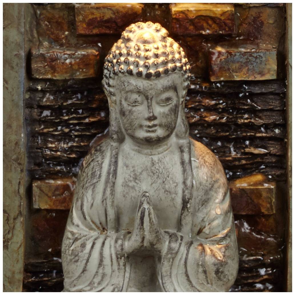 Namaste Buddha Asian Zen Waterfall Indoor Tabletop Water Fountain LED 11 1/2″