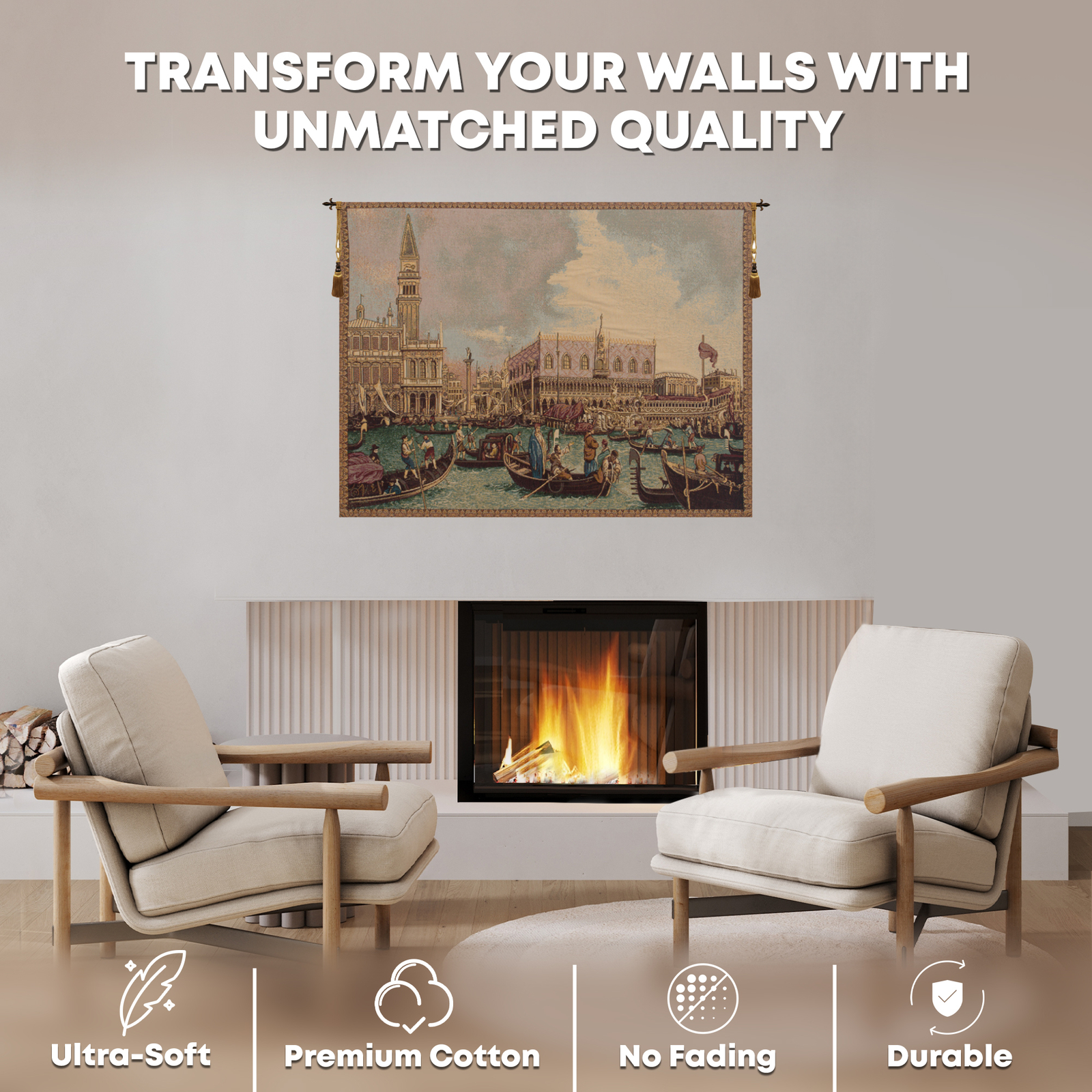 Bucintoro II Italian Tapestry Wall Art Hanging Home Decor New 38×54, 26×34 in