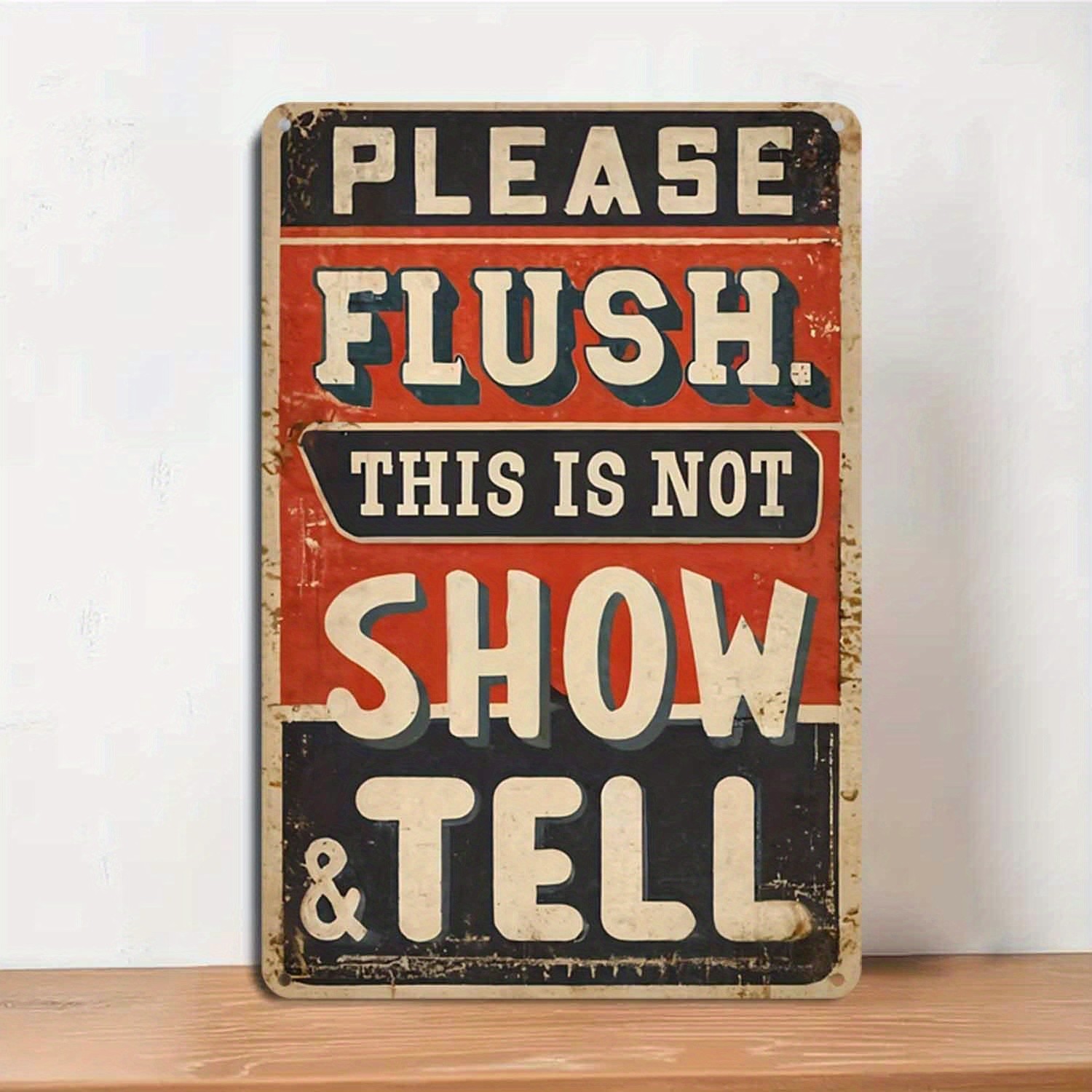 Vintage Flush Sign Aluminum Sign 8×12 Funny Bathroom Restroom Decor