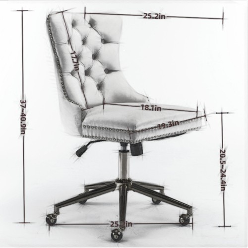 Velvet Fabric Tufted Button Home Office Chair, Adjustable Office Chair Swivel Of