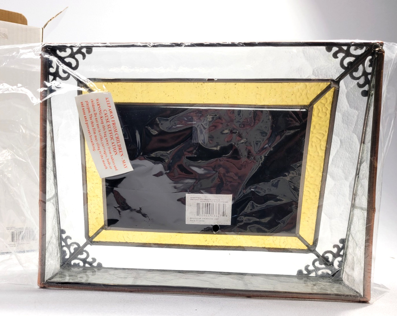 New Amber Vintage Horizontal Photo Frame Stained Glass 4″ X 6″ (PF003)