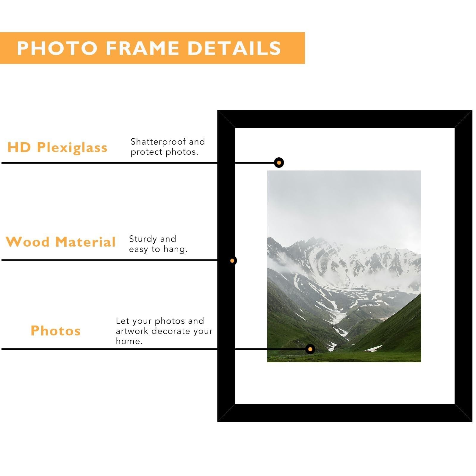 10×14 Picture Frame Black for 30 X 40cm Diamond Art Painting with 8.5×11 Mat Fo