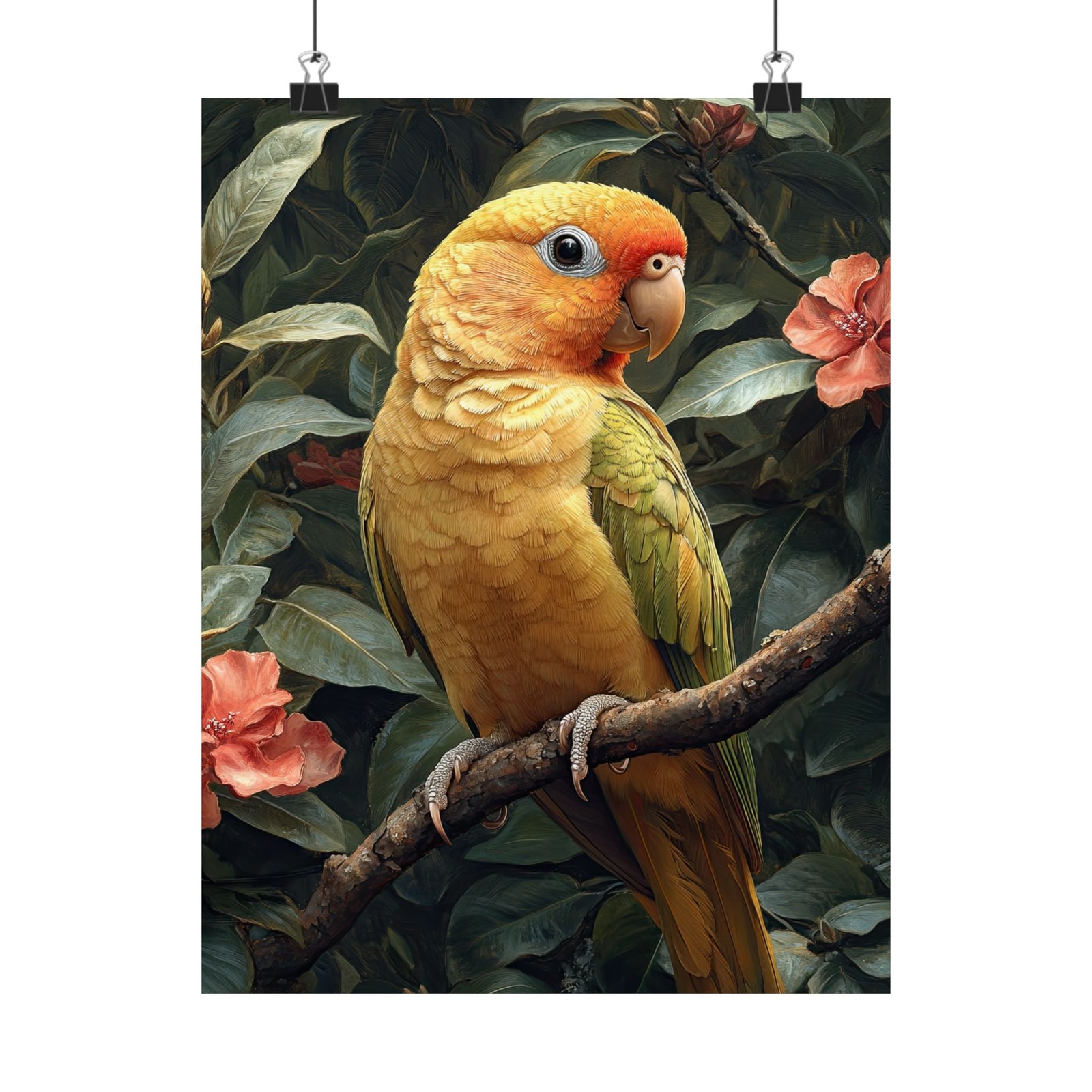 Cinnamon Conure Parrot Bird Art Print Poster, Wildlife Home Decor 02