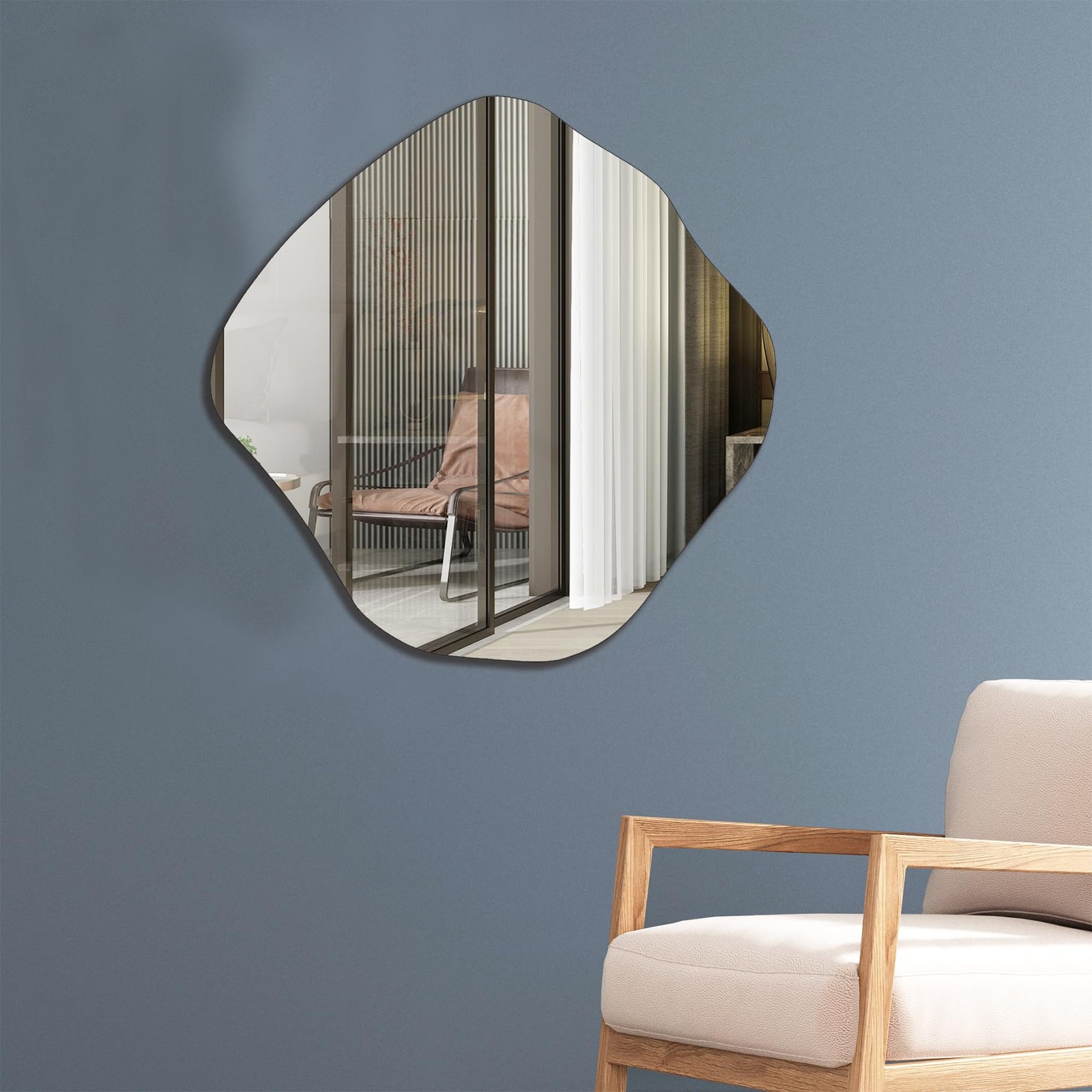 Irregular Wall Mirror Asymmetrical Mirror Frameless for Bathroom Living Room …