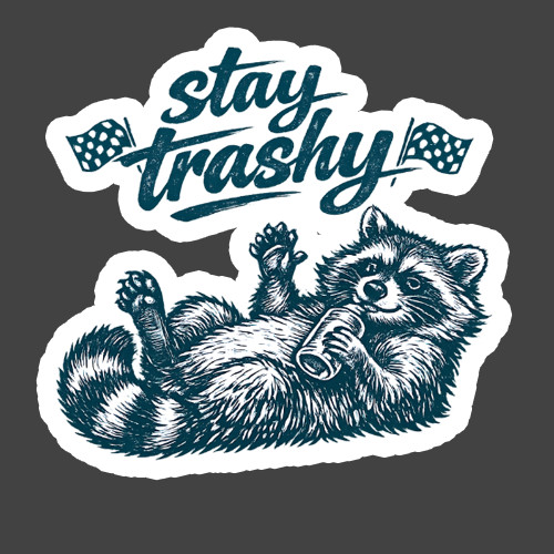Raccoon Sticker Vinyl Decal Stay Trashy Funny Cute Trash Panda Art