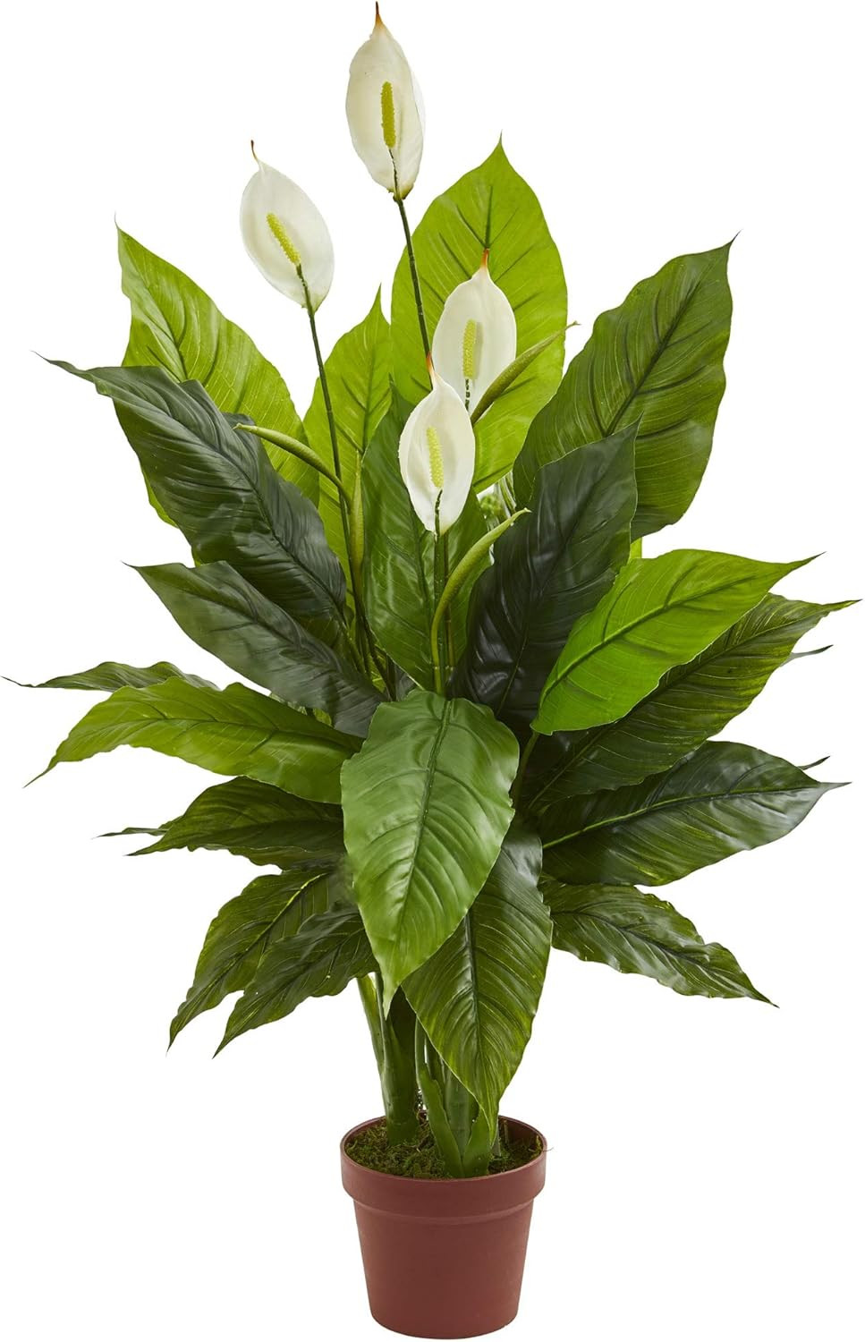 42In Artificial Peace Lily Plant with Real Touch Silk Leaves and White Flowers f